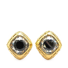 Chanel Diamond Stone Earrings Gold Plated Women's CHANEL