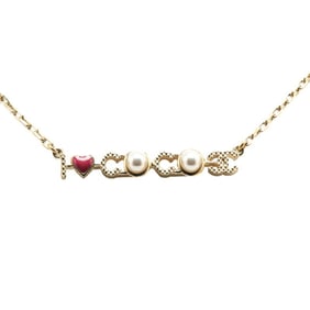 Chanel I LOVE COCO Coco Mark Necklace Gold Plated Fake Pearl Women's CHANEL
