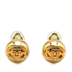 Chanel Coco Mark Earrings Gold Plated Women's CHANEL