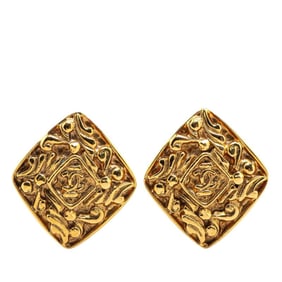 Chanel Coco Mark Earrings Gold Plated Women's CHANEL