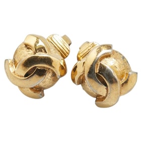 Chanel Coco Mark Earrings Gold Plated Women's CHANEL