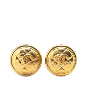 Chanel Matelasse Coco Mark Earrings Gold Plated Women's CHANEL