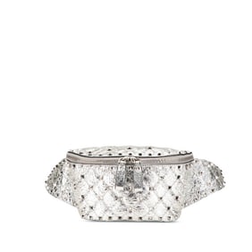 Valentino Rockstud Body Bag Waist Silver Leather Women's VALENTINO