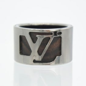LOUIS VUITTON Louis Vuitton Berg Cape Town Ring, Size 23, L, Wood, Gunmetal, Metal, Black, Silver,