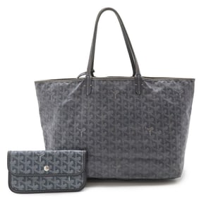 GOYARD Saint Louis PM Tote Bag Shoulder Coated Canvas Leather Gray White