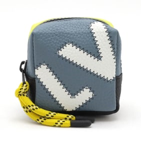 LOUIS VUITTON Louis Vuitton Square Pouch Color Blocks Keychain Bag Charm Taurillon Leather Blue Gray