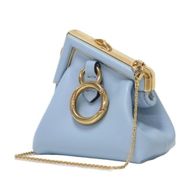 FENDI Fendi Bag Charm Nano First Light Blue Pouch Chain Leather