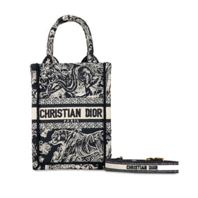 Christian Dior Dior Reverse Toile de Jouy Embroidery Handbag Shoulder Bag Navy White Jacquard