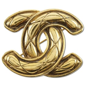 CHANEL Coco Mark Brooch, Matelasse, Gold Plated, Approx. 32.5g, COCO Mark, Women's