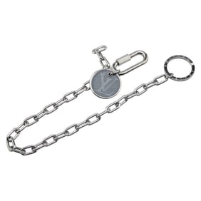 Louis Vuitton Monogram Eclipse Keychain Key Ring Bag Charm M68862 Silver Black Metal PVC Women's