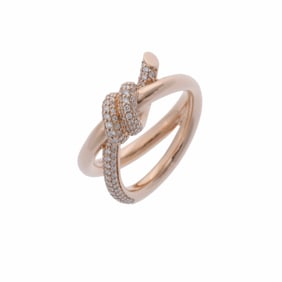 TIFFANY&Co. Tiffany Knot Double Row Ring Diamond 0.31ct #10 Size 10 Women's K18 Pink Gold