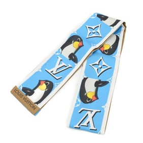 Louis Vuitton Bandeau Animogram Penguin Scarf Silk Blue Brown White M90758