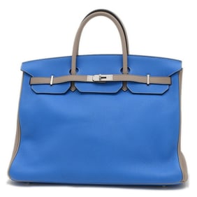 Hermes Birkin 40 Personal Handbag Taurillon Tourtiere Blue Matte Y Stamp