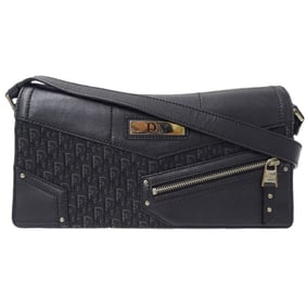 Christian Dior Dior Bag Women's Trotter Shoulder Canvas Leather Black Jacquard