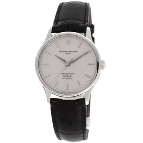 Vacheron Constantin 47021 000G 8653 Chronometer Royale Diamond Watch 18K White Gold Leather Men's