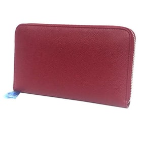 BVLGARI BB Round Long Wallet 37340 Wallets Zip Around Bvlgari Grain Leather RUBY RED Red