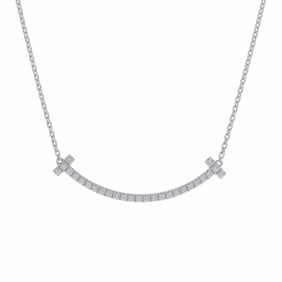 TIFFANY&Co. Tiffany T Smile Medium - Women's K18 White Gold Necklace