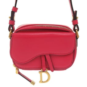 Christian Dior Saddle Pouch Leather Red Shoulder Bag 1486Christian