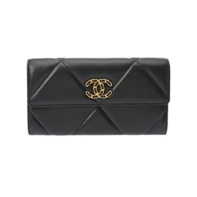 CHANEL Chanel 19 Long Flap Wallet Black AP0955 Women's Lambskin