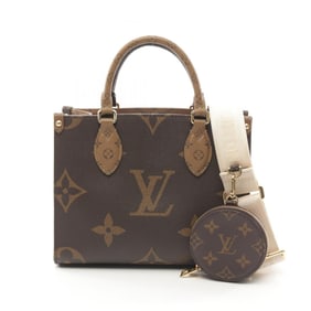 LOUIS VUITTON On the Go PM Handbag Bag Coated Canvas Monogram Giant Reverse Women's Brown Beige