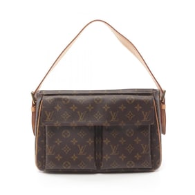 Louis Vuitton Vivacite GM Shoulder Bag, Coated Canvas, Leather, Monogram, Women's, Brown, M51163