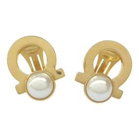 Salvatore Ferragamo Gancini Earrings for Women, Gold, Faux Pearl Plated, Mikunigaoka Store
