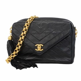 Chanel Shoulder Bag V Stitch Chain Lambskin Black Women's