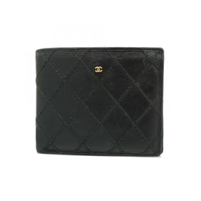 Chanel Wallet Bicolor Leather Black Women's