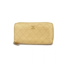 Chanel Long Wallet Matelasse Calfskin Gold Women's