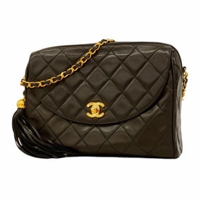 Chanel Shoulder Bag Matelasse Chain Lambskin Black Women's