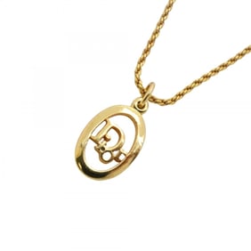 Christian Dior Necklace Oval GP Plated Gold Ladies