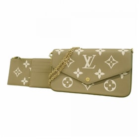 Louis Vuitton Shoulder Wallet Monogram Empreinte Bicolor Pochette Felicie M82480 Khaki Creme Ladies