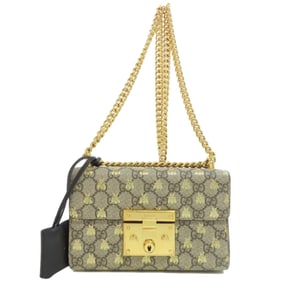 Gucci 409487 Chain Shoulder Padlock GG Supreme Bag Leather Women's GUCCI