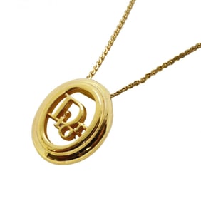 Christian Dior Necklace Oval GP Plated Gold Ladies