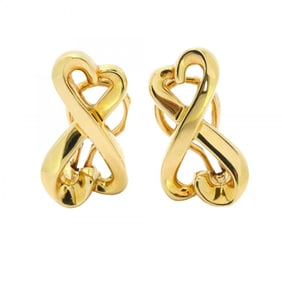 Tiffany earrings, double loving heart, K18YG, yellow gold, ladies