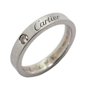 Cartier Ring Engraved 1PD Pt950 Platinum Diamond #48 Ladies