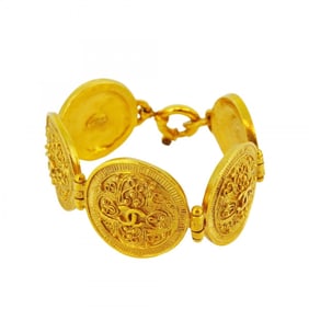 Chanel Bracelet Coco Mark Circle GP Plated Gold Ladies