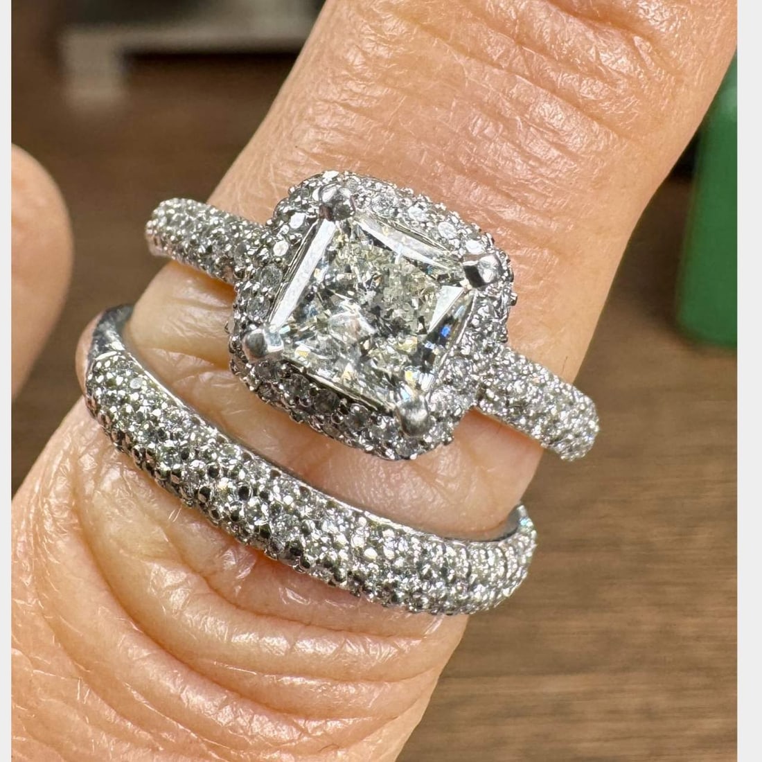 Platinum Diamond Ring Set - 3