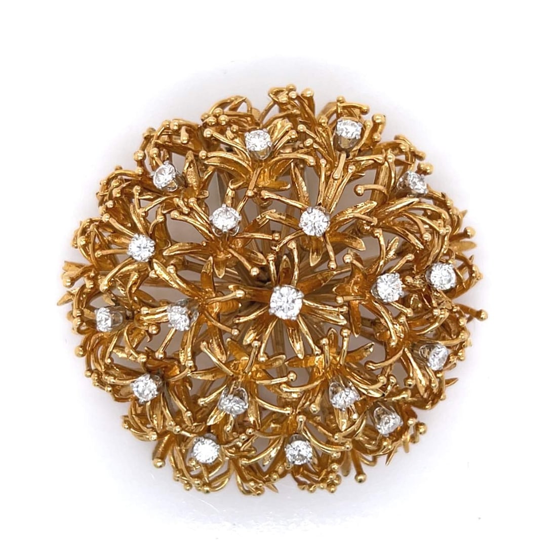 DAVID WEBB 18K Yellow Gold & Platinum Diamond Brooch (1 of 3)
