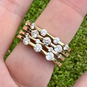 ROBERTO COIN Set of 4 18K Yellow Gold Diamond Bands