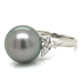 Platinum South Sea Pearl & Diamond Ring