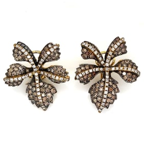 18K Yellow Gold Champagne Diamond Earrings
