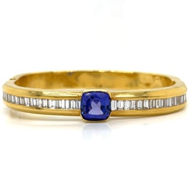 18K Yellow Gold Tanzanite & Diamond Bangle