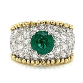 18K Yellow Gold & Platinum 1.76 Ct. Emerald & Diamond Ring