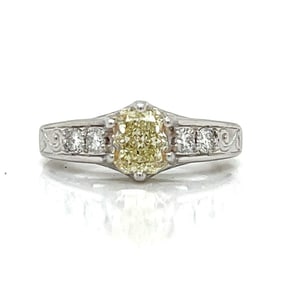 14K White Gold Fancy Yellow Diamond Ring