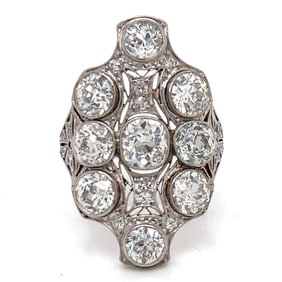 Art Deco Platinum Diamond Cocktail Ring