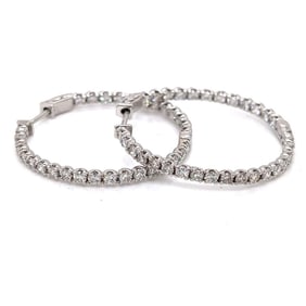 14K White Gold 6.00 Ct. Diamond Hoop Earrings