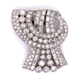 Art Deco French Platinum Diamond Brooch