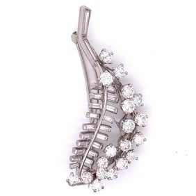 Platinum Diamond Branch Brooch