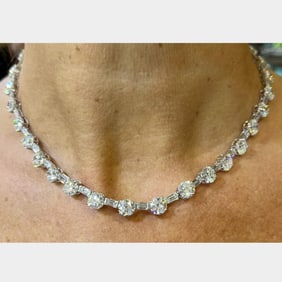 18K White Gold 33.73 Ct. GIA Certified Diamond Necklace